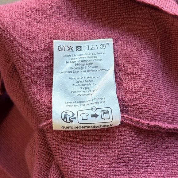 Sezane Betty 100% Merino Wool Rose Pink Button Cardigan Pocket Sweater S - Picture 9 of 9